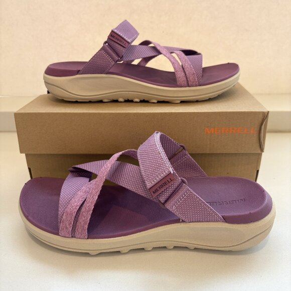 Merrell District 4 Mendi Sandals Slip On Wedge Mauve Size 8 NEW - Picture 2 of 7